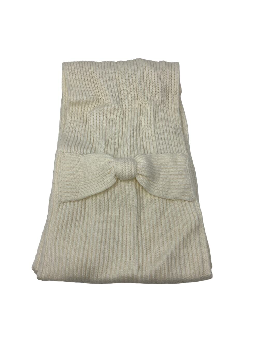 Kate Spade Women's One Size Cream Bow Muffler Scarf Knit Wool Blend NEW